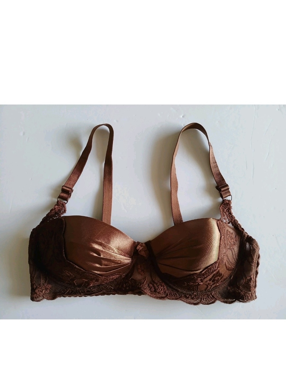 Carnival Bra 34C Satin Brown Adjustable Lace Padded